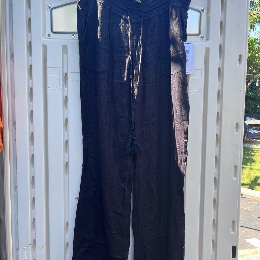 Roxy Black Textured Drawstring Pants